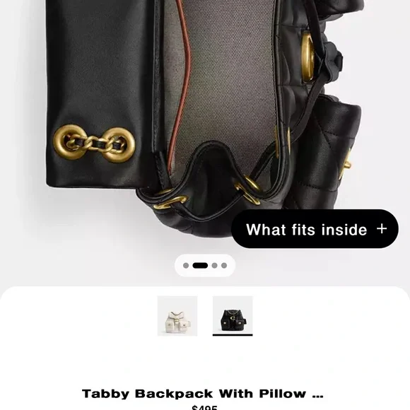 Authentic worn twice Coach Black tabby quilted backpack w/ dustbag. Absolutely loving the new quilted tabby backpack! : r/Coach main image 4